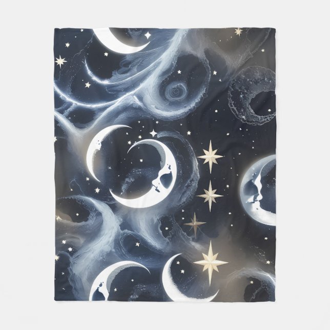 Cobertor De Velo Blankets – Platinum Silver Celestial Moon Luxury (Frente)