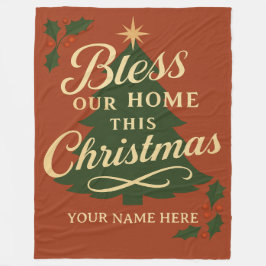 Cobertor De Velo Bless Our Home Christmas Personalized Blanket