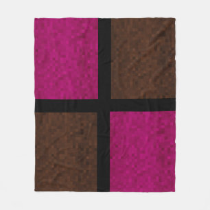 Cobertor De Velo Blocos Mosaicos De Rosa E De Castanho,