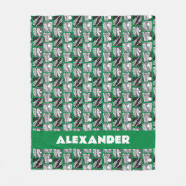 Cobertor De Velo Blocos verdes de lacrosse de palitos e bolas