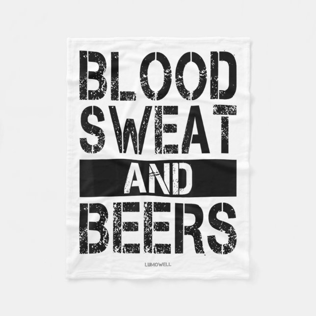 Cobertor De Velo Blood Sweat And Beers - Fitness Gym Motivational S (Frente)