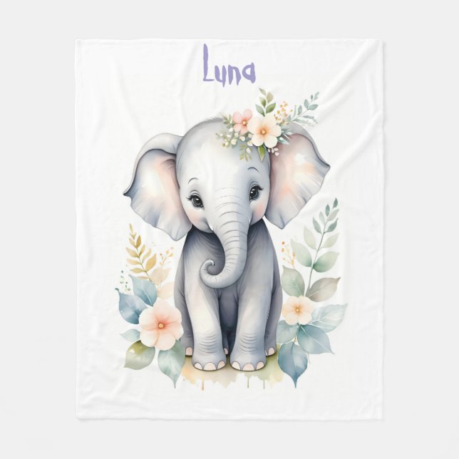 Cobertor De Velo Blooming Baby Elephant (Frente)