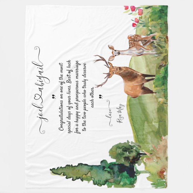 Cobertor De Velo Bloqueio de Casamento com Mensagem Pessoal (Frente)