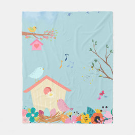Cobertor De Velo Blossom Birdhouse Fleece Blanket