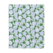 Blue and Green Hydrangea Floral Throw Blanket