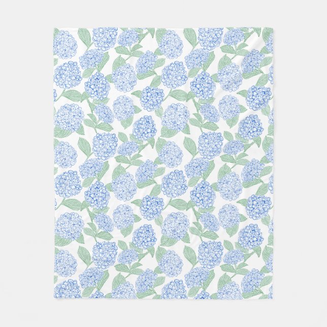 Cobertor De Velo Blue and Green Hydrangea Floral Throw Blanket (Frente)