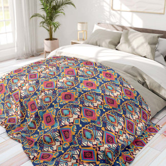 Cobertor De Velo Blue and Pink Bohemian Tribal