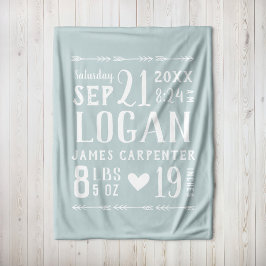 Cobertor De Velo Blue Baby Boy Birds Stats Keepsait