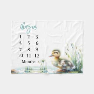 Cobertor De Velo Blue Baby Boy Milestone Blanket Patos