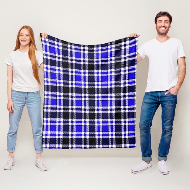 Cobertor De Velo Blue Black White Flannel Tartan Pattern Design  (Criador carregado)
