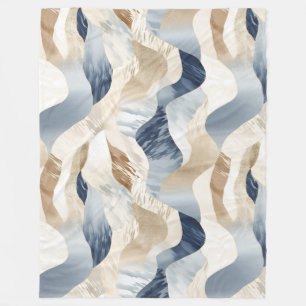 Cobertor De Velo Blue Cream Ivory Abstrato Waves Beach