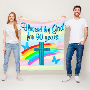COBERTOR DE VELO BLUE CROSS 90 BIRTHDAY BLESSINGS FLEEKET