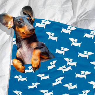 Cobertor De Velo Blue Dachshends Dancing Fleece Doxie Blanket