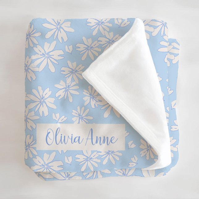 Cobertor De Velo Blue Daisy Floral Girls - Folheto Personalizado (Criador carregado)