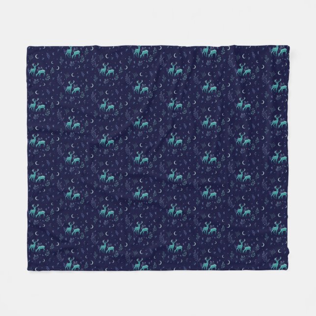 Cobertor De Velo Blue Deer Fleece Blanket (Frente (Horizontal))