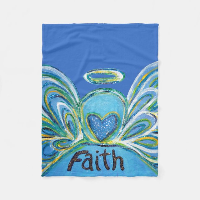 Cobertor De Velo Blue Faith Guardian Angel Chemo Blanket (Frente)