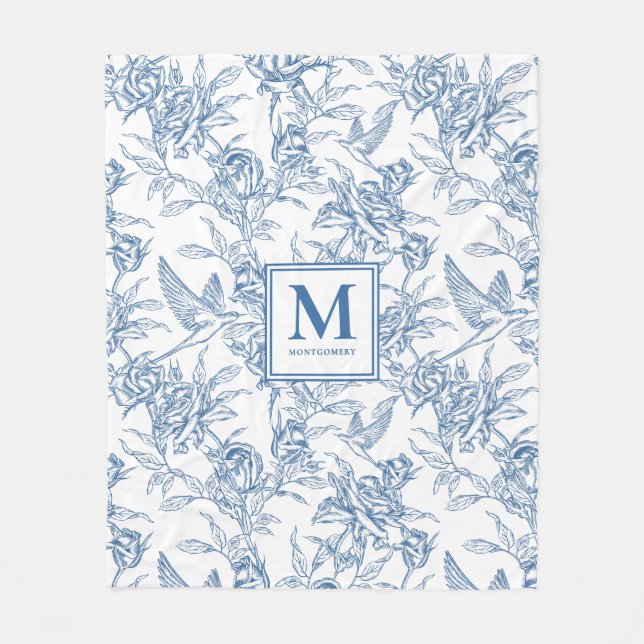 Cobertor De Velo Blue French Toile Name (Frente)