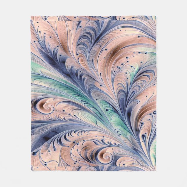 Cobertor De Velo  blue, green, and peach marbling (Frente)