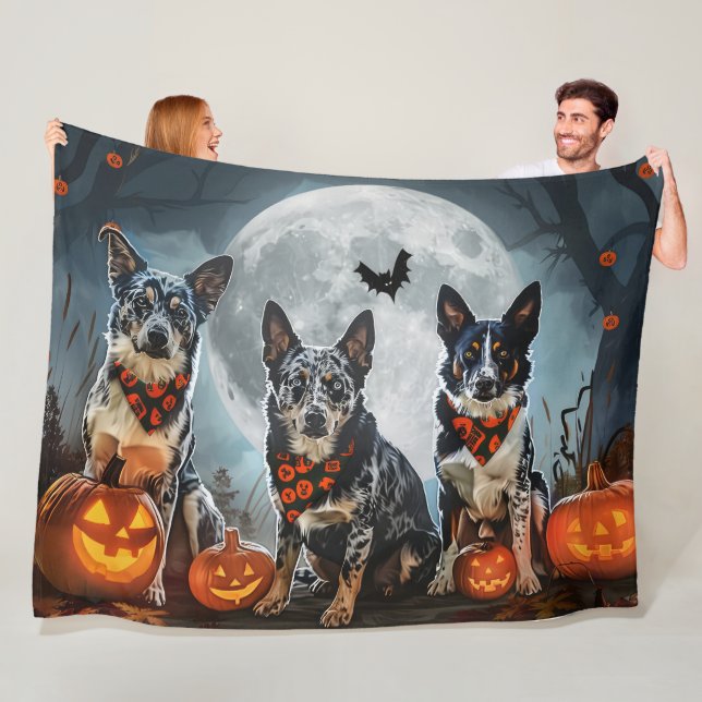 Cobertor De Velo Blue Heeler Halloween Assustador (In Situ)