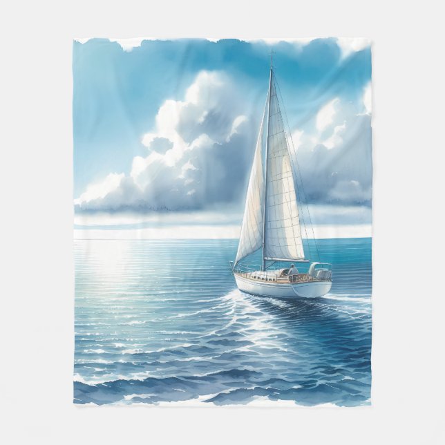 Cobertor De Velo Blue Horizon Solitary Sailboat (Frente)