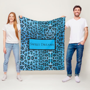 Cobertor De Velo Blue Leopard Faux Sparkle Sweet Dreams Modern Chic