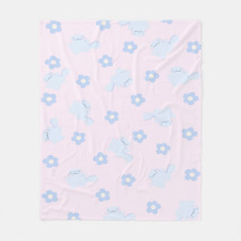 Cobertor De Velo Blue Lizard Floral Fleece Blanket