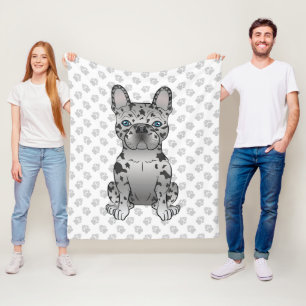 Cobertor De Velo Blue Merle French Buldogue / Frenchie Cartoon Dog