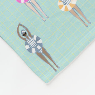 Cobertor De Velo Blue Modern Nadadores Artísticos Nadando Piscina