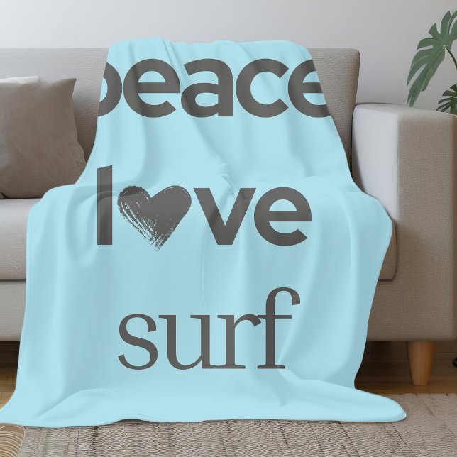 Cobertor De Velo Blue Peace Love Surf Life | Coastal Surfer Graphic (Criador carregado)