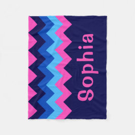 Cobertor De Velo Blue Pink Chevron Monogram Small Fleece Blanket