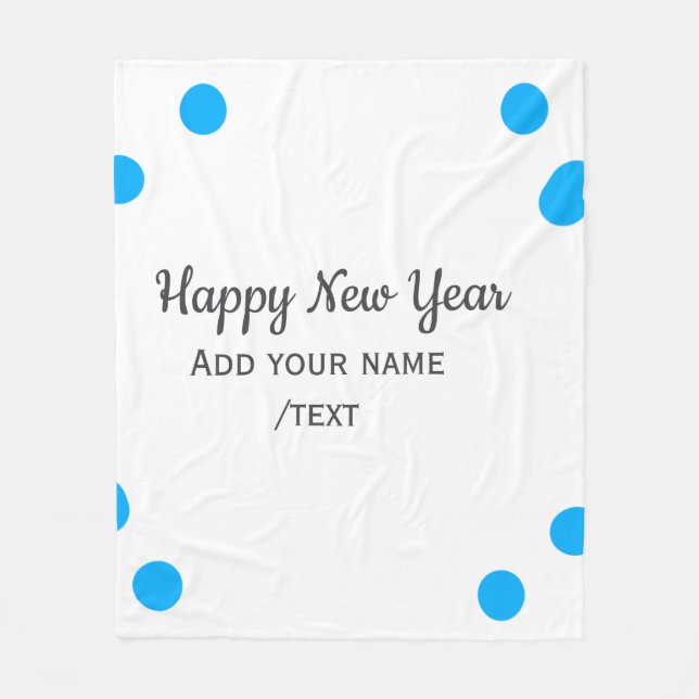 Cobertor De Velo Blue polkadots happy new year add name messasimple (Frente)