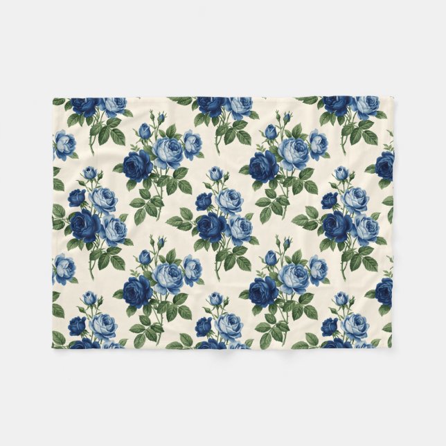 Cobertor De Velo Blue Rose Floral Pattern (Frente (Horizontal))