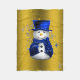 Cobertor De Velo Blue Snowman no Dourado Natal