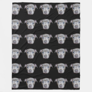 Cobertor De Velo Blue Staffordshire Bull Terrier Puppy Face, Preto