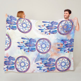 Cobertor De Velo Blue Watercolor Dreamcatcher Modern Boho