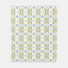 Cobertor De Velo Blue Watercolor French Country Lemon