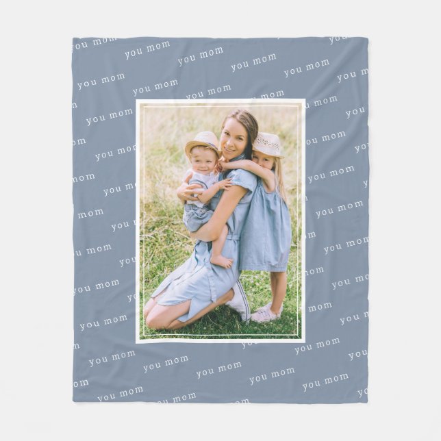 Cobertor De Velo Blue We Love You Mãe Photo Keepsaet (Frente)