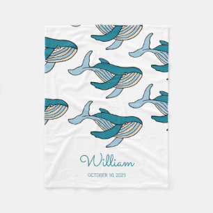 Cobertor De Velo Blue Whale Pattern Baby
