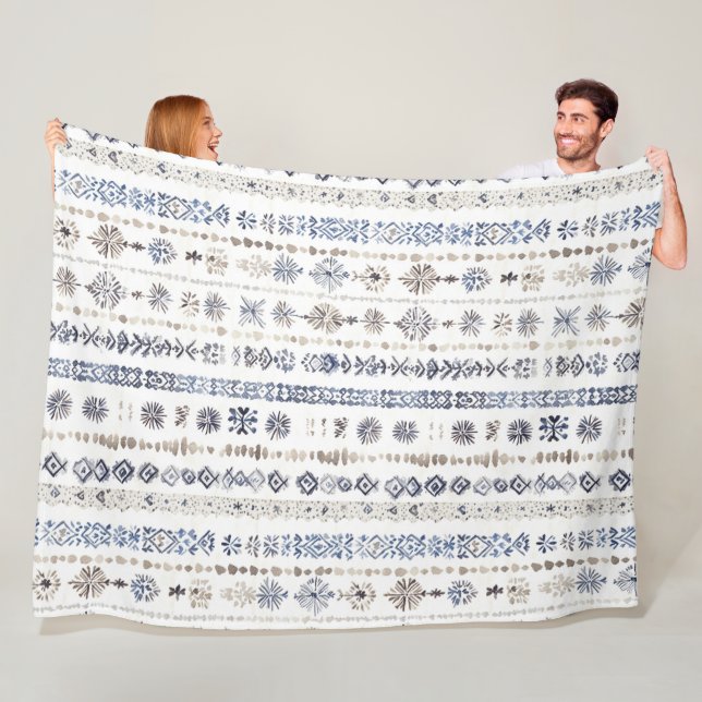 Cobertor De Velo Blue White Cream Stripes Christmas (In Situ)