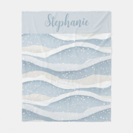 Cobertor De Velo Blue Winter Snowfall Wave Personalized Pattern