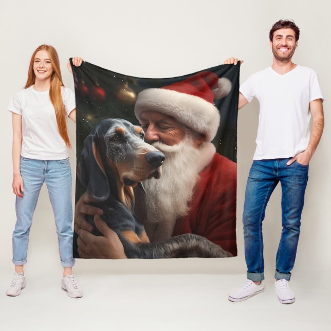 Cobertor De Velo Bluetick Coonhound Com Papai Noel Natal (In Situ)