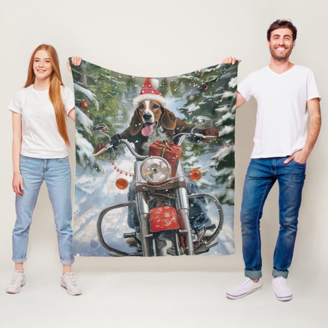 Cobertor De Velo Bluetick Coonhound Dirigindo motocicleta Natal (In Situ)