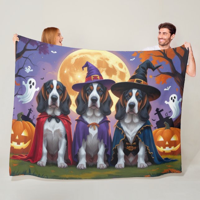 Cobertor De Velo Bluetick Coonhound Dogs Pumpkin Halloween Engraçad (In Situ)