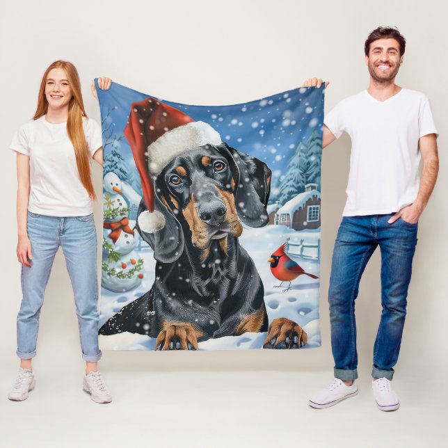 Cobertor De Velo Bluetick Coonhound Winter Wonderland Christmas (In Situ)