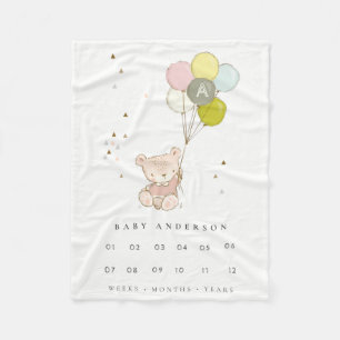 Cobertor De Velo Blush Bear Balloon Girly Monographic Etone