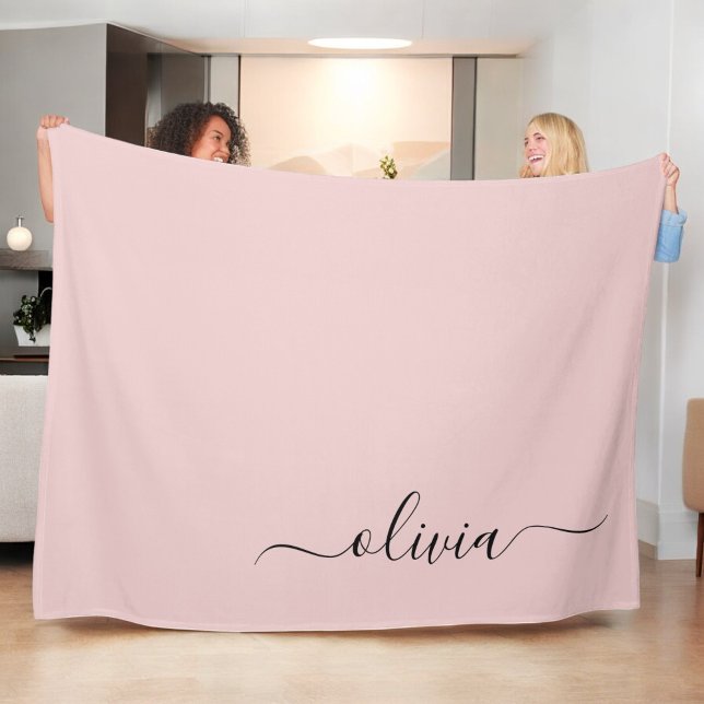 Cobertor De Velo Blush Dusty Pink Modern Script Girly Monograma Nom (Criador carregado)