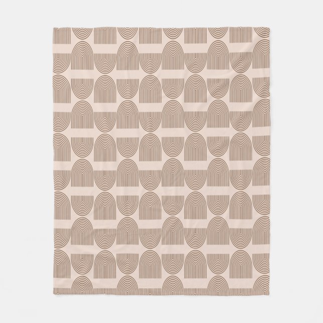 Cobertor De Velo Blush Marrom Linha Arte Moderna Geométrica (Frente)