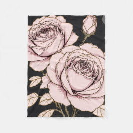 Cobertor De Velo Blush Pink Rose Floral Fleece Blanket