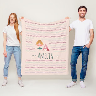 Cobertor De Velo Blush Rosa Bailarina "A" Monograma Nome