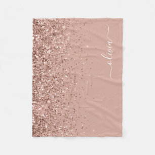 Cobertor De Velo Blush Rosa Dourado Brilho Monograma Nome